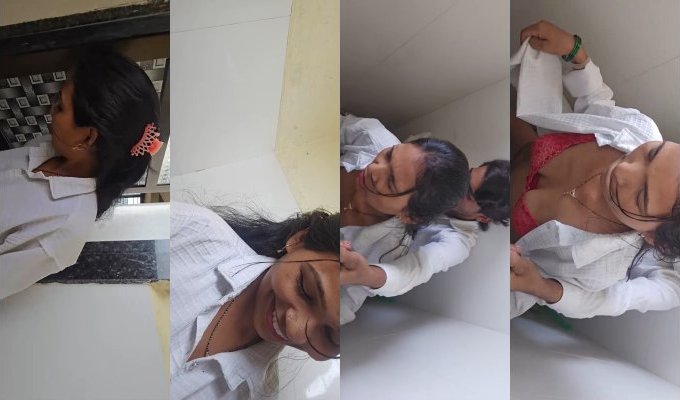 Sexy Desi Wife Romance and Fucking In Washroom